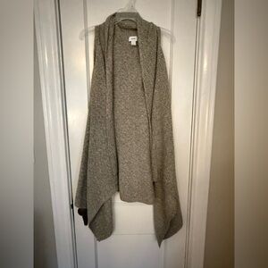 Gray Knit Open Front Sweater Vest